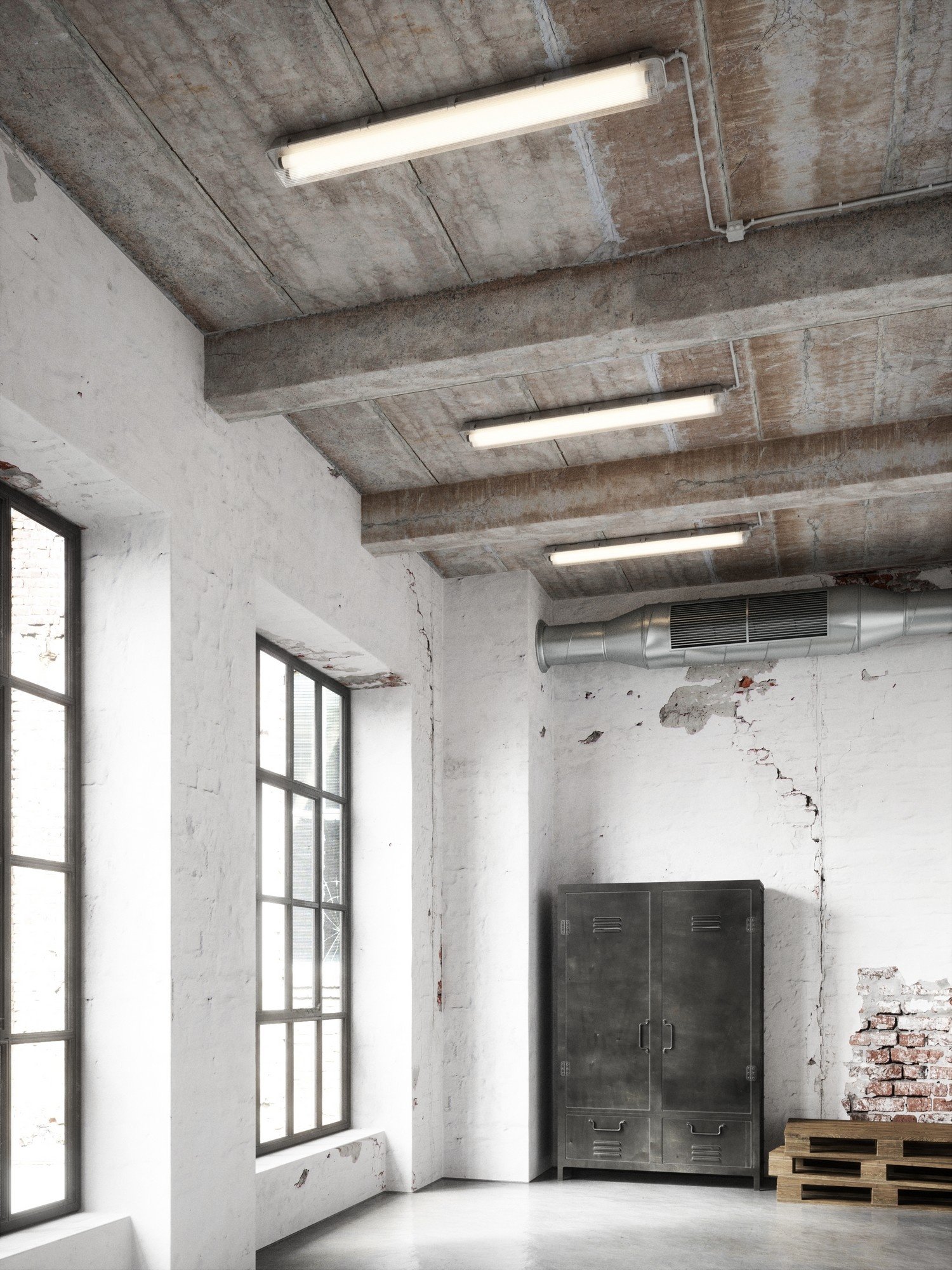 Nordlux Works Ip65 2x10W LED Batten Light Fitting серый