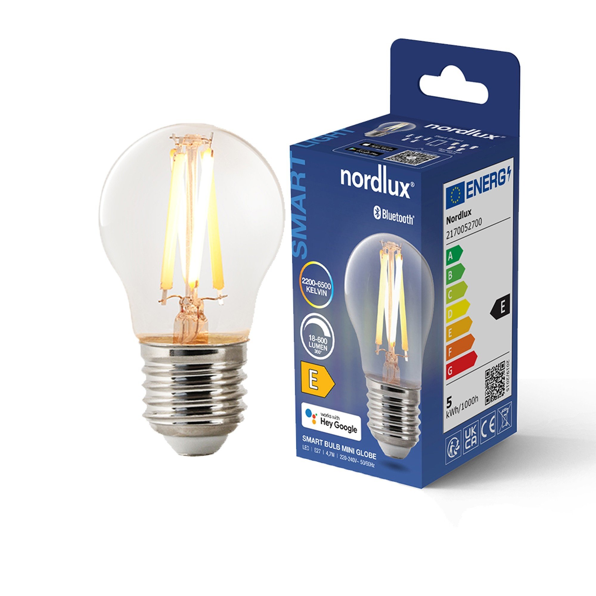 Nordlux Smart E27 G45 2200-6500 K 600 лм Light Bulb прозрачный
