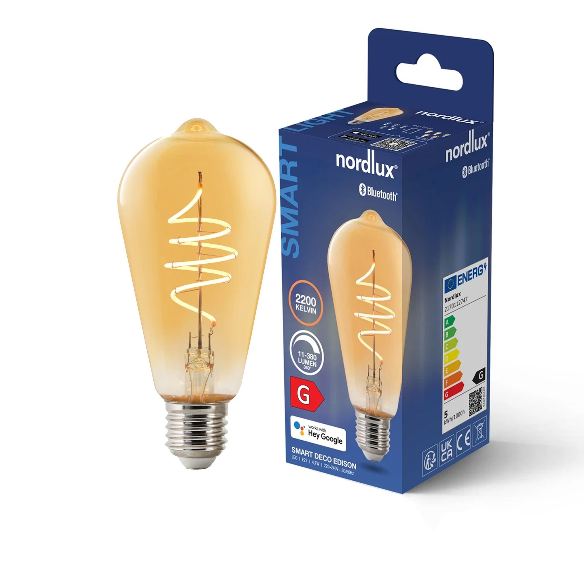 Nordlux Smart E27 ST64 Deco 2200 K 380 лм Light Bulb Amber