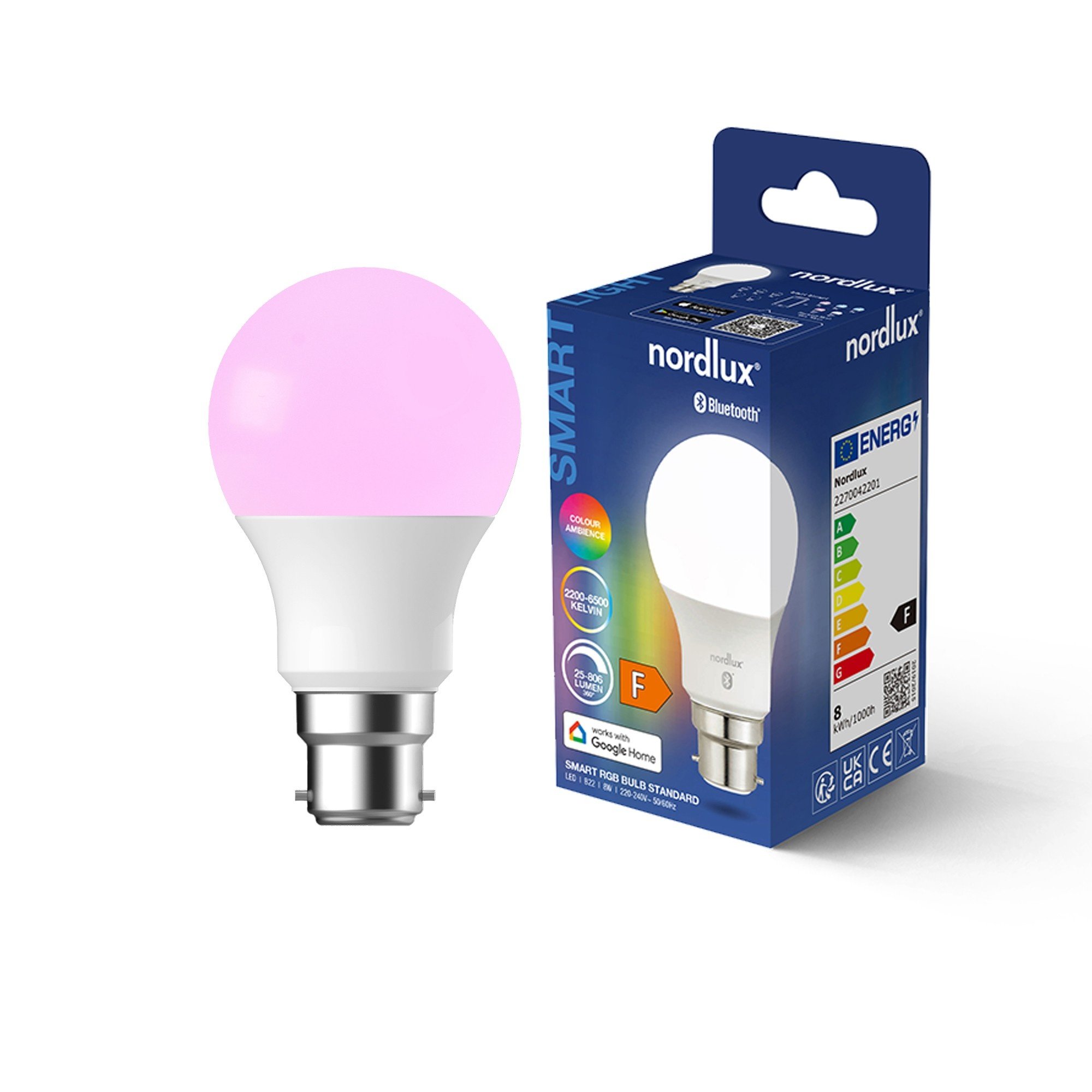Nordlux Smart B22 A60 Colour 2200-6500 K 806 лм Light Bulb белый