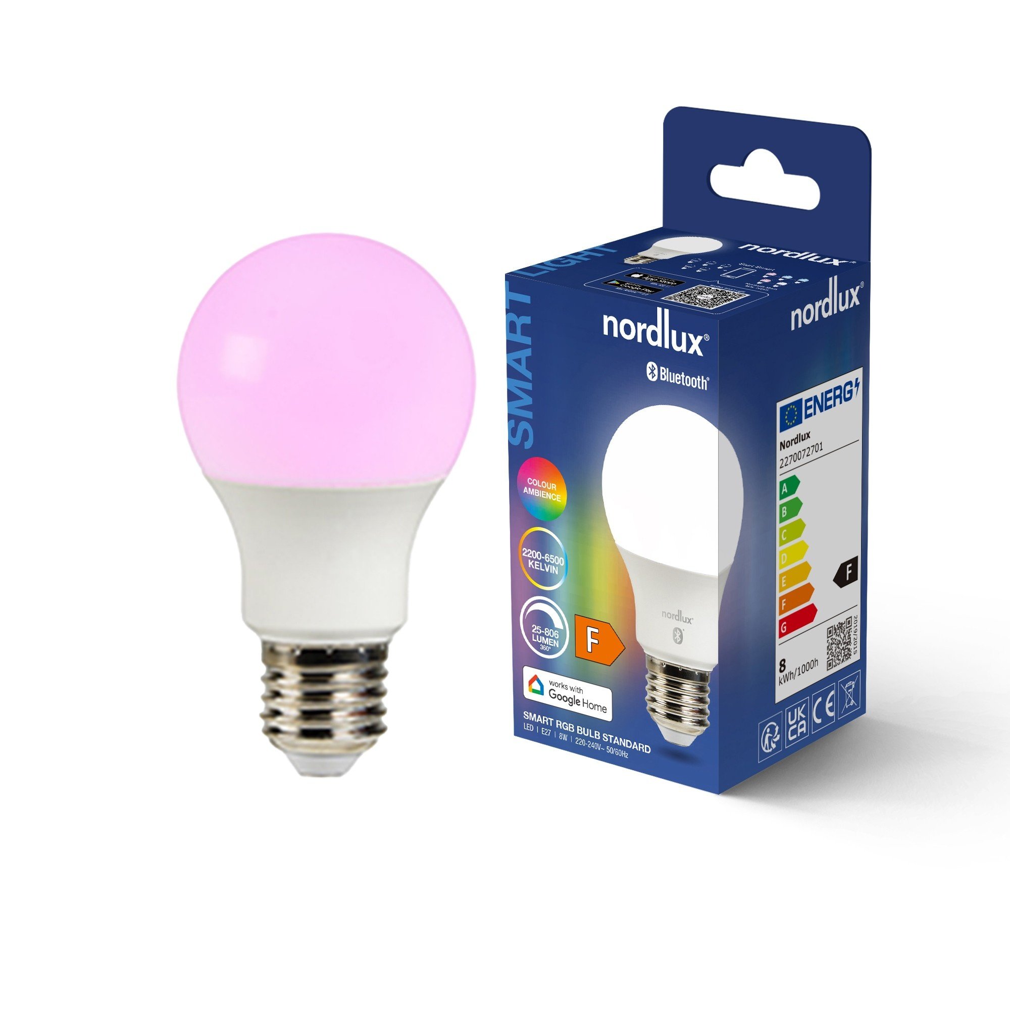 Nordlux Smart E27 A60 Colour 2200-6500 K 806 лм Light Bulb белый