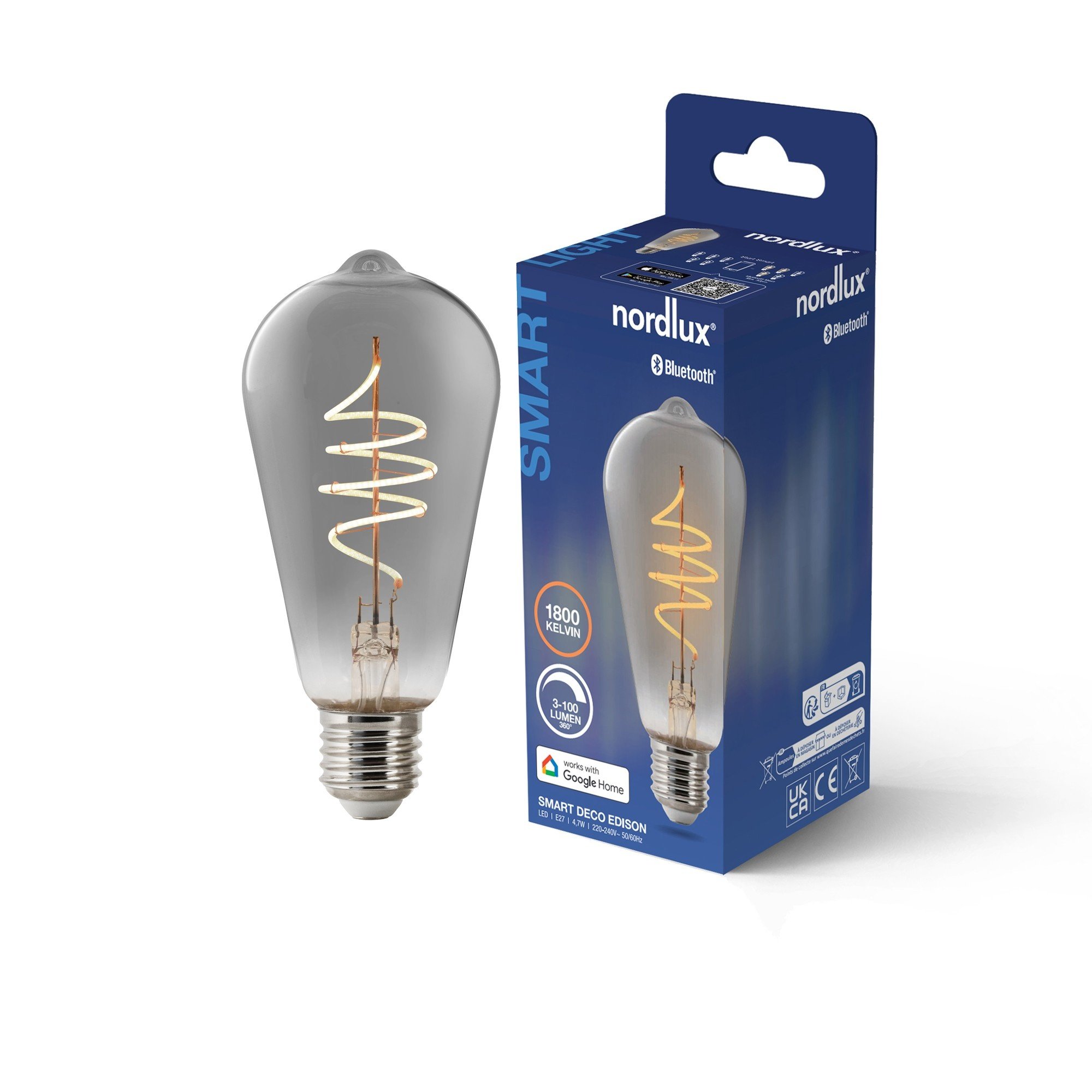 Nordlux Smart E27 ST64 1800 K 100 лм Light Bulb дымчатый